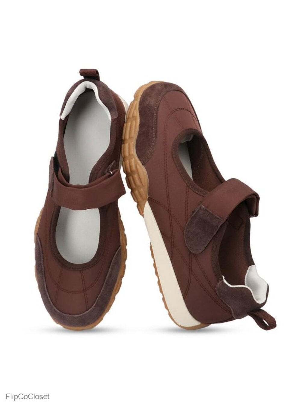 Wide Toe Box Mary Jane Sneakers Ballet Flats Hook & Loop Comfort